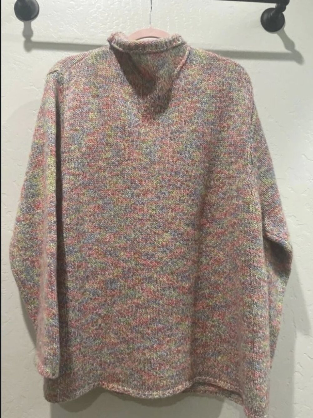 Vintage c.s.t. SPORT Pastel Marled Knit Turtleneck Sweater Size 3X wool